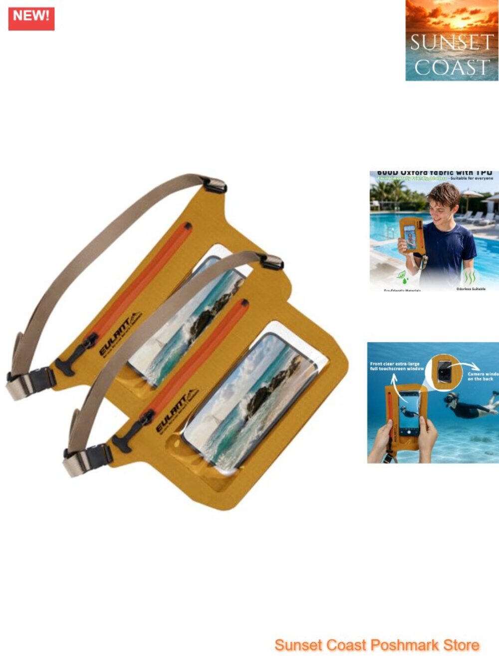 Waterproof Phone Pouch with Adjustable Strap for Swimming Kayaking